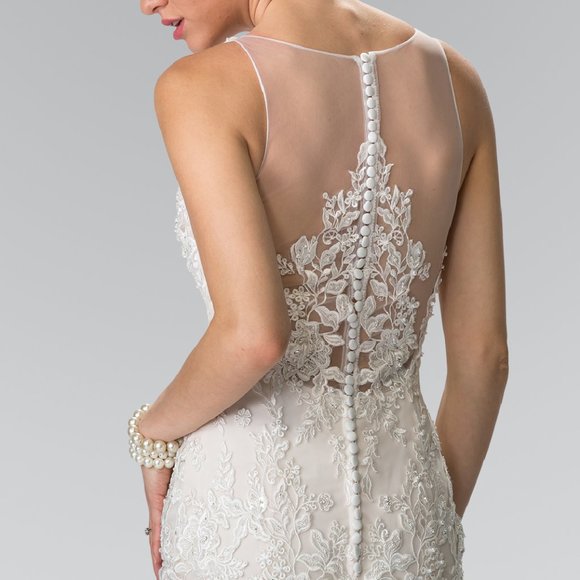 Illusion Neck Sleeveless Wedding Dress GSGL2369 - Picture 3 of 8